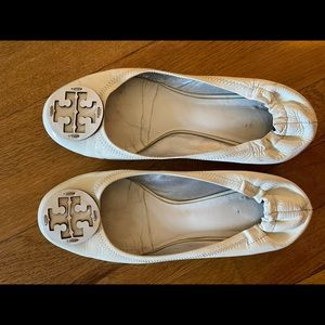 White patent leather Tory Burch flats